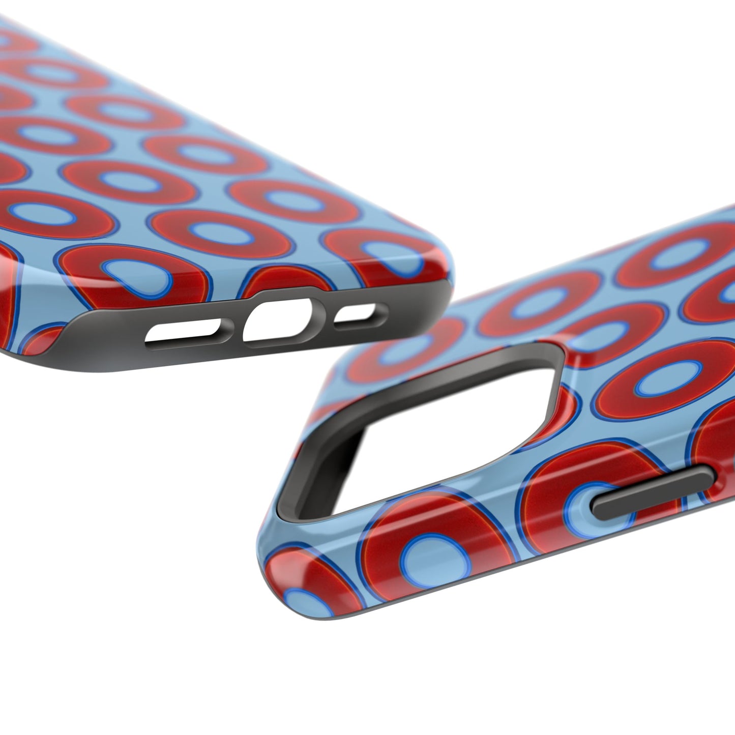 Magnetic Tough Donut Case - red vivid donut print w/sky blue background