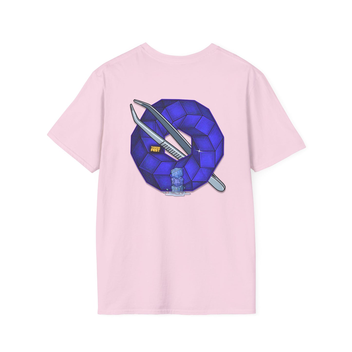 Classic Donut Tee - Unisex Soft-Style - "The Teasing Festivus Donut" - blue rustic cubed donut