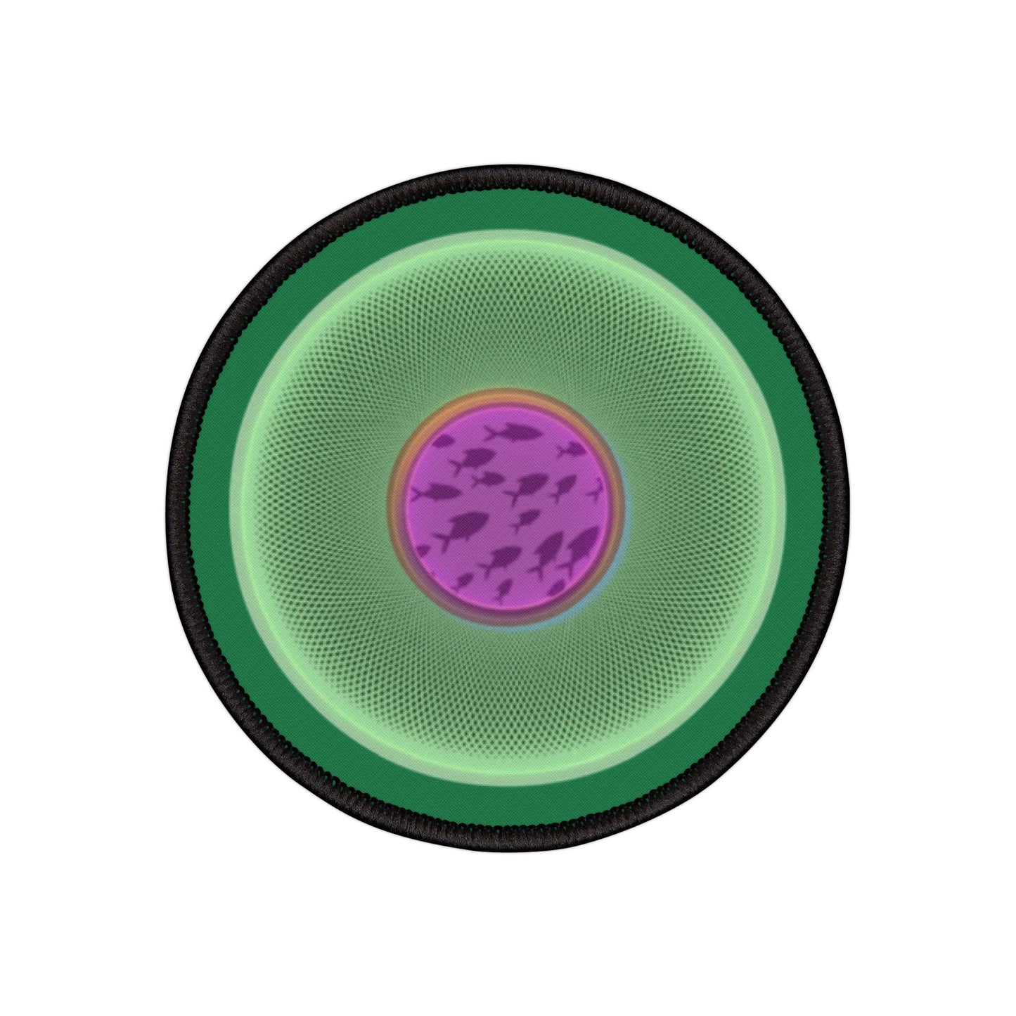 Iron-On Donut Patch - "Swimming By" - series 1.0 - variant 3 - pastel green phatty donut w/