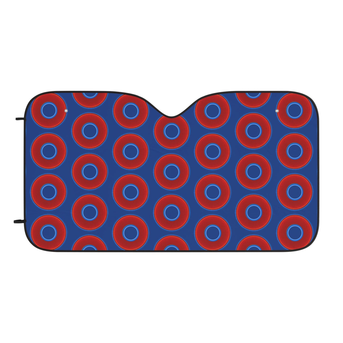 Automotive Donut Sun Shade - red vivid donuts w/dark blue background
