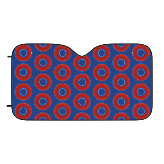 Automotive Donut Sun Shade - red vivid donuts w/dark blue background