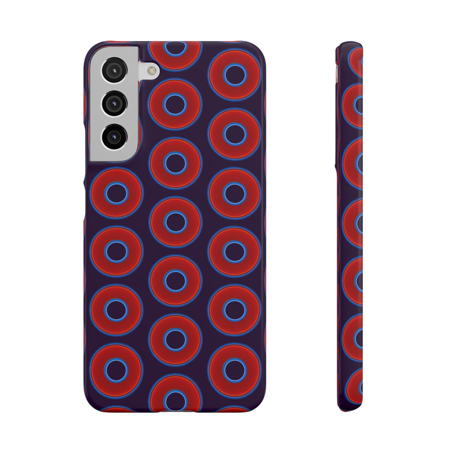 Lumpy Donut Snap Case - red vivid donut print w/midnight purple background