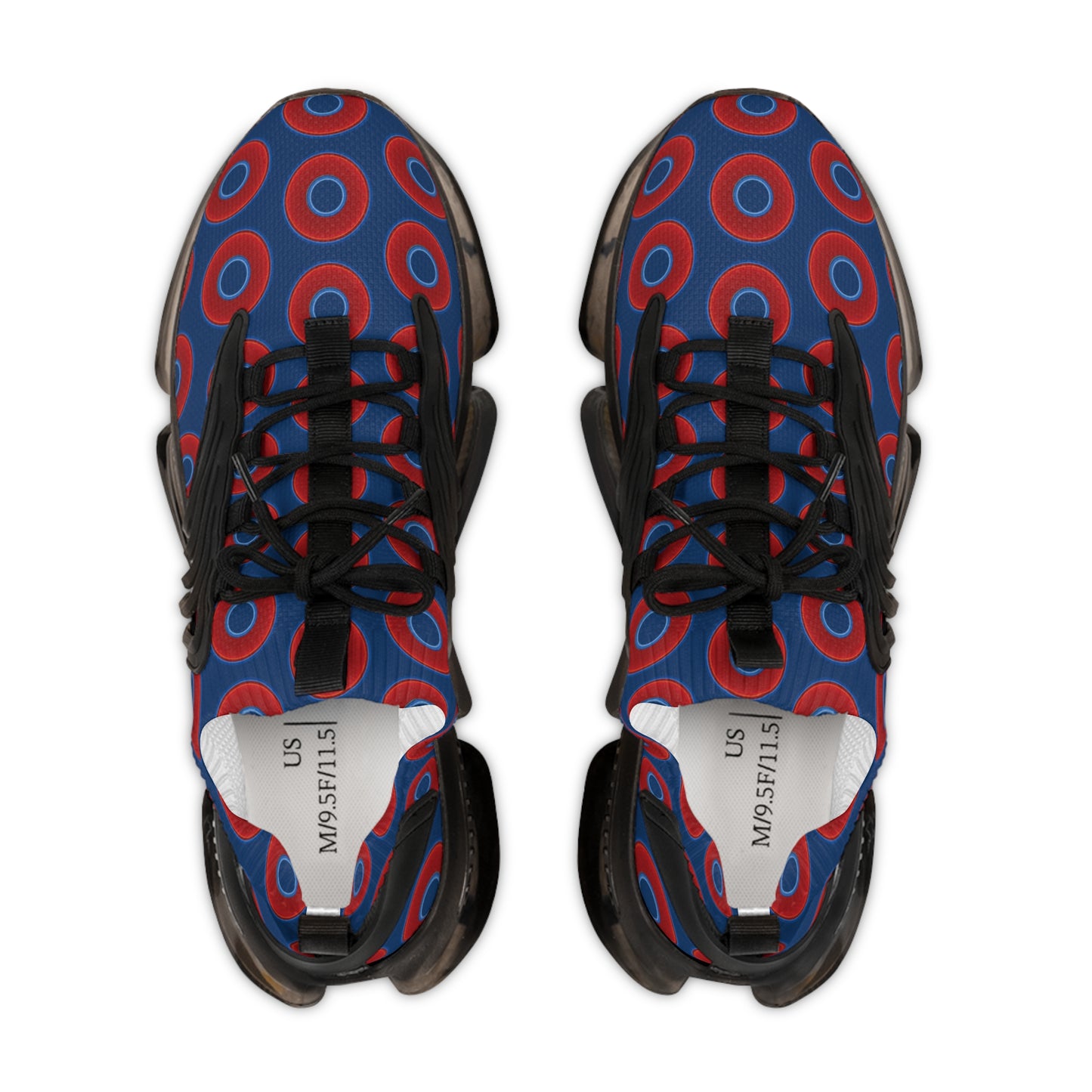 Donut Kicks - red vivid donut print w/Atlantic navy blue background