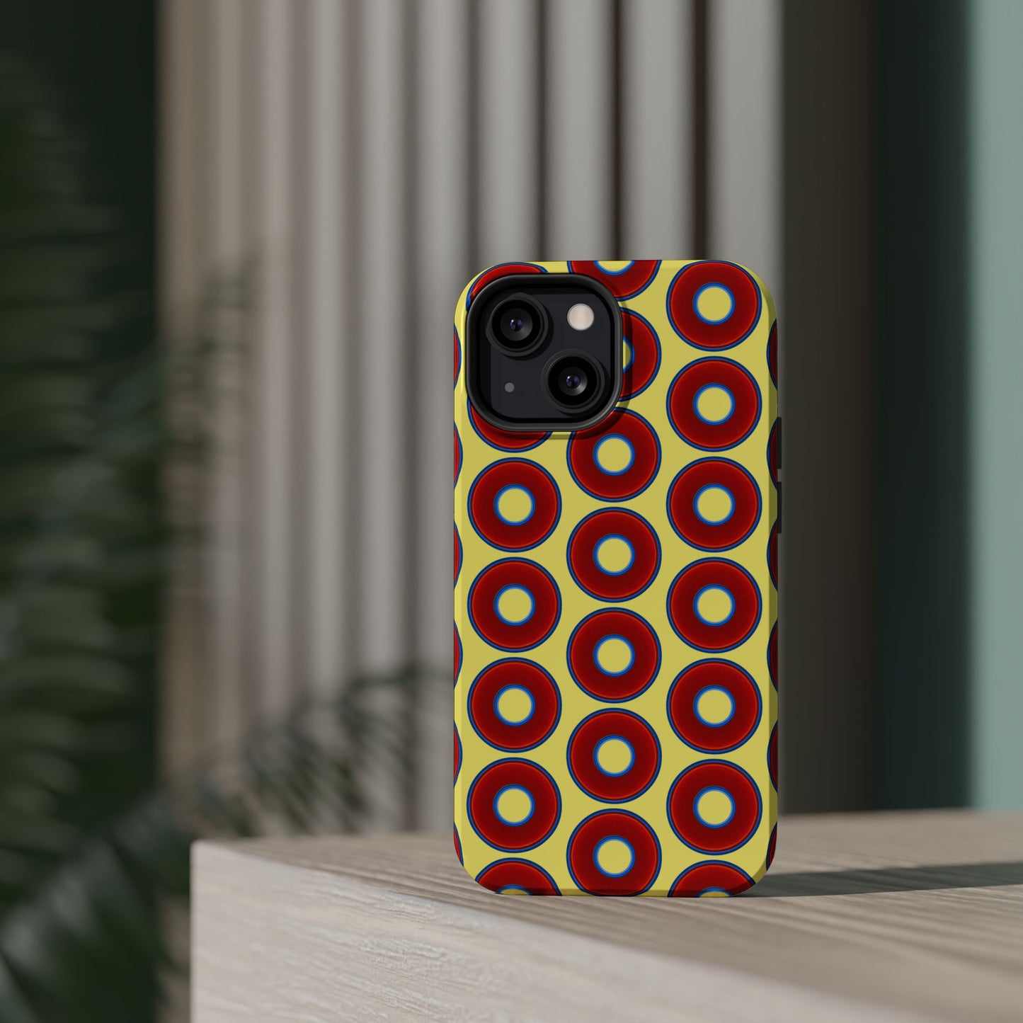 Magnetic Tough Donut Case - red vivid donut print w/yellow background
