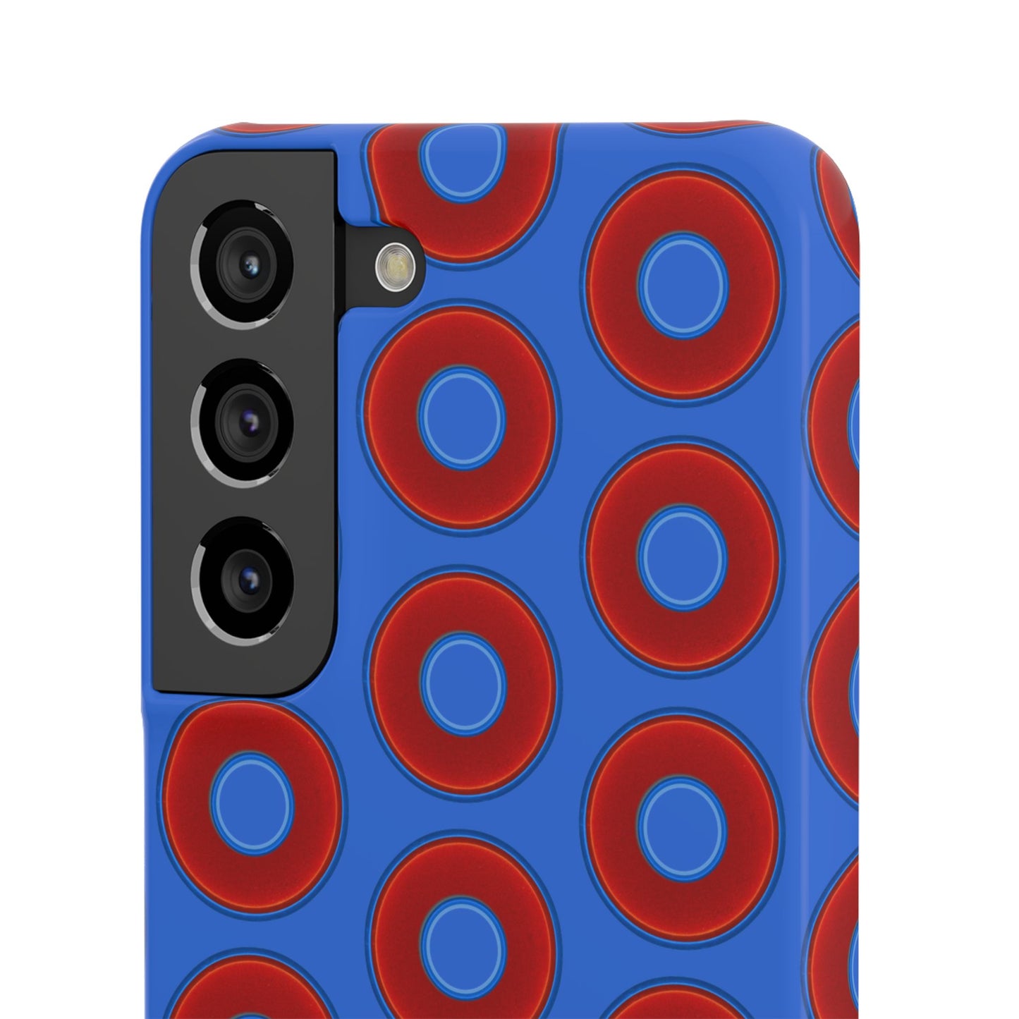 Lumpy Donut Snap Case - red vivid donut print w/medium royal blue background