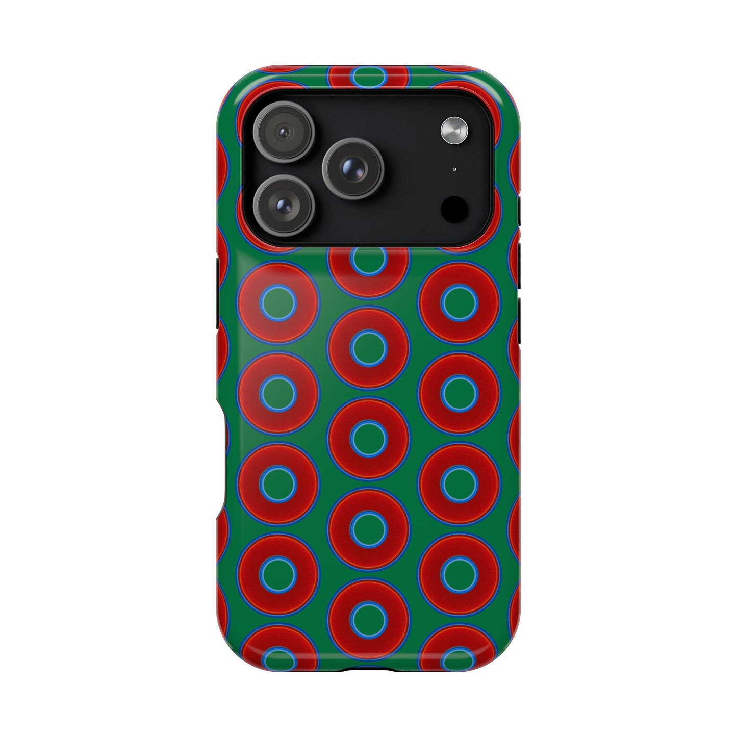 Magnetic Tough Donut Case - red vivid donut print w/green background