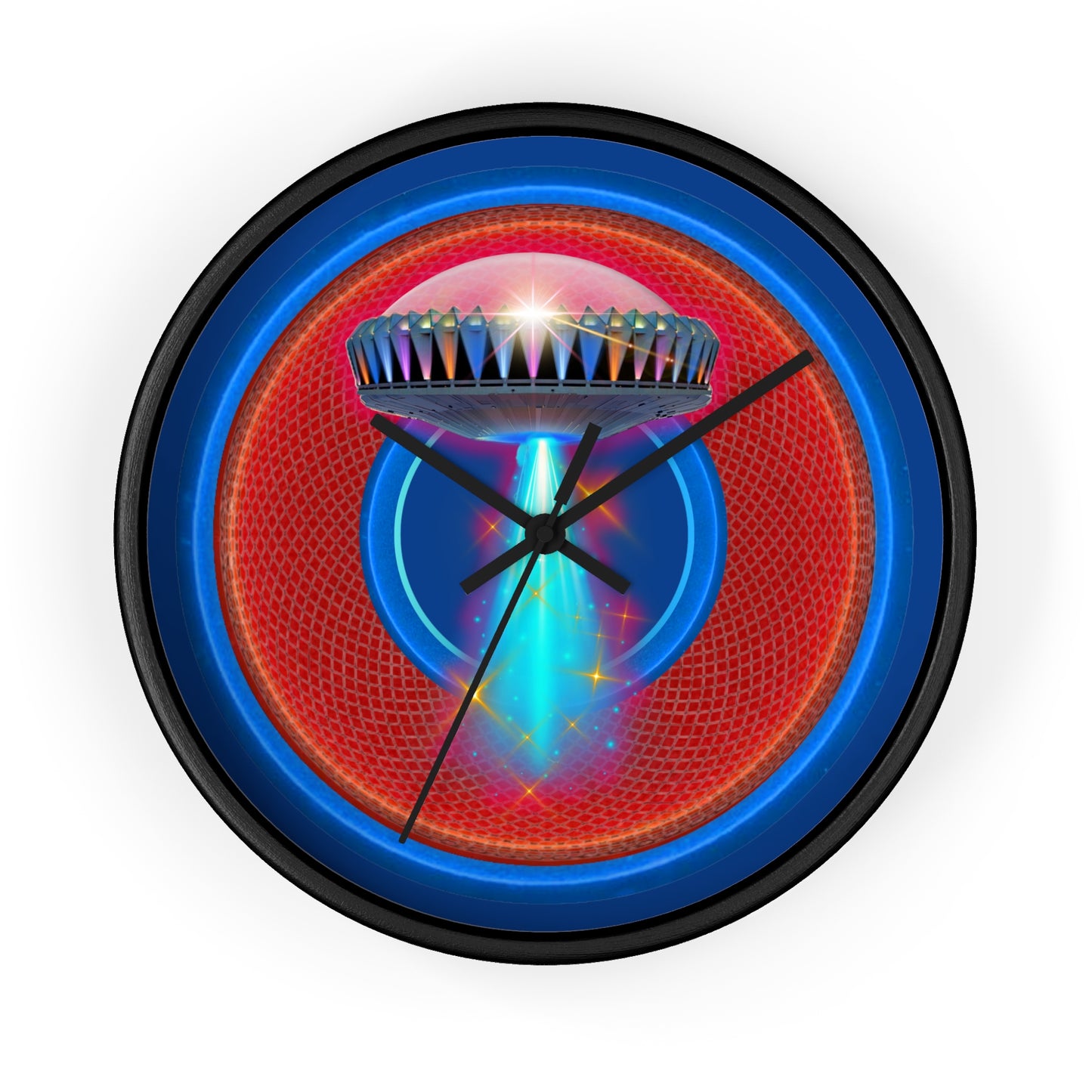 Lumpy Wall Clock - "They Serve Donuts on the Mothership now" - variant 1 - rustic red/blue donut w/dark blue background
