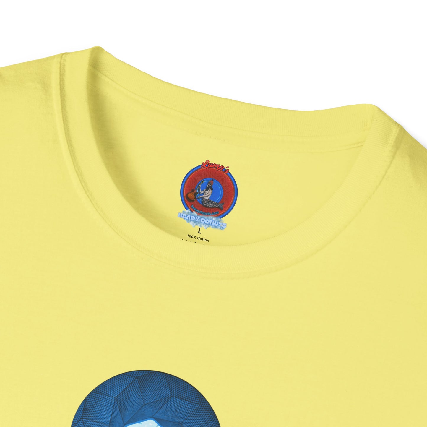 Coffee Traders Tee - Unisex Soft-Style - "Tasty Coffee" - paradoxical donut/cubed blue donut - variant 1 - It's Ice Cube's front/logo back