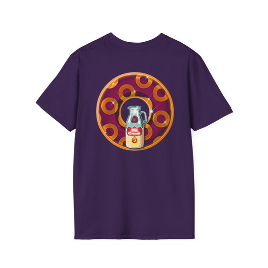 Classic Donut Tee - Unisex Soft-Style - "Princely Wooked Cream - YEMSG Donut " - burgundy/orange rustic paradox donut - variant 1