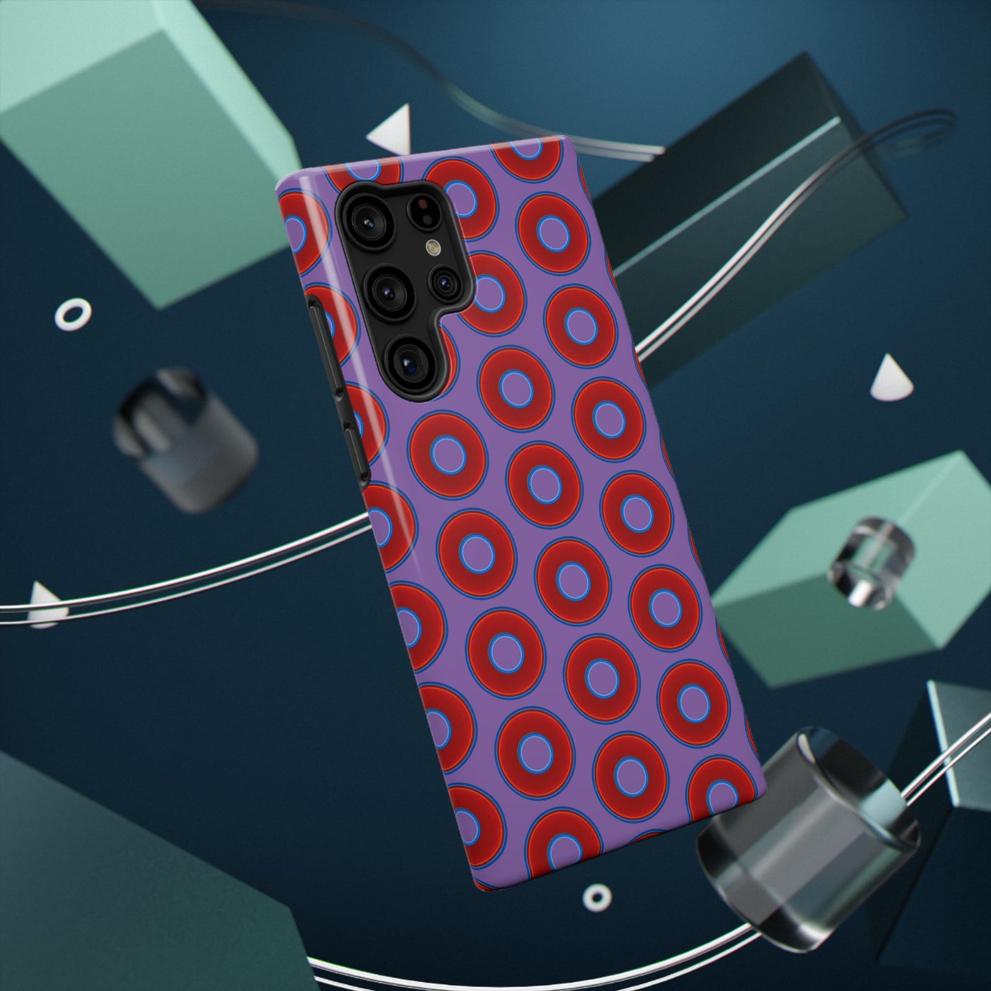Impact-Resistant Lumpy Donut Case - red vivid donut print w/light purple background