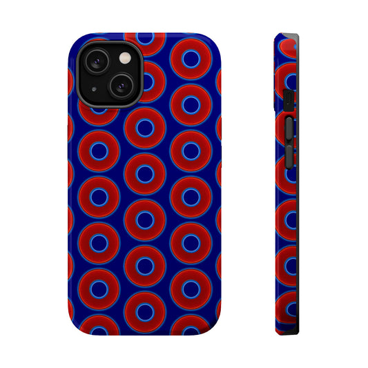 Magnetic Tough Donut Case - red vivid donut print w/vivid navy blue background