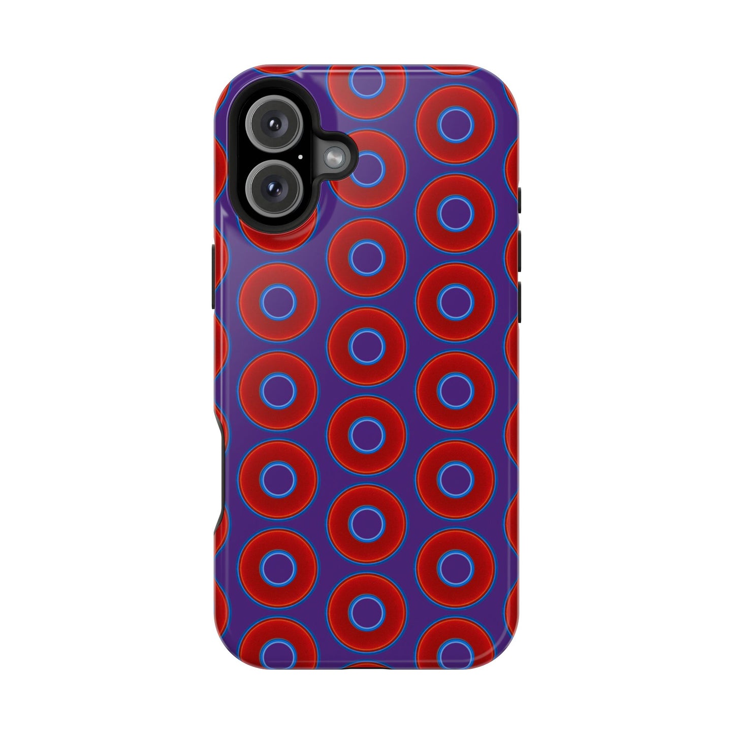 Magnetic Tough Donut Case - red vivid donut print w/purple background