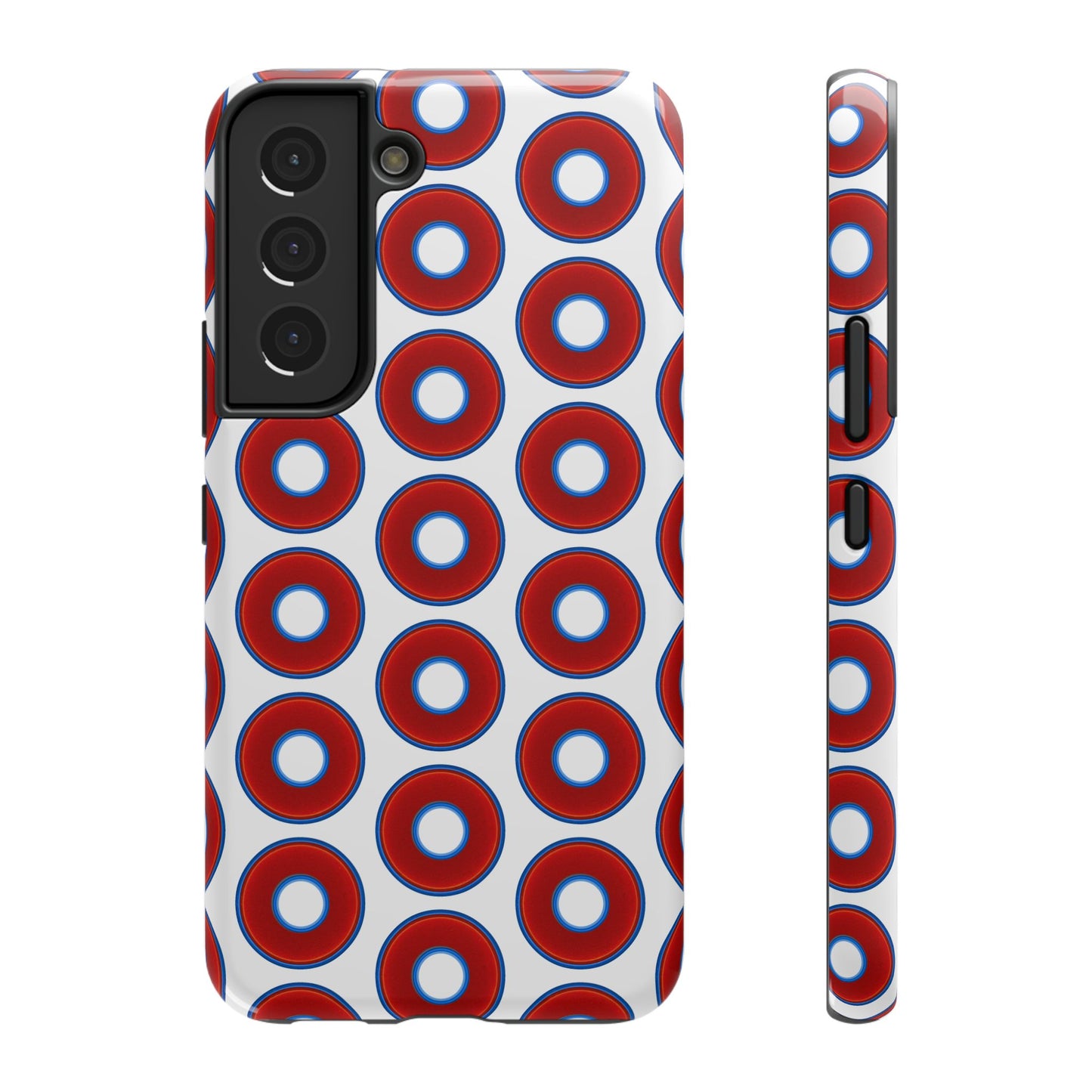 Impact-Resistant Lumpy Donut Case - red vivid donut print w/white background