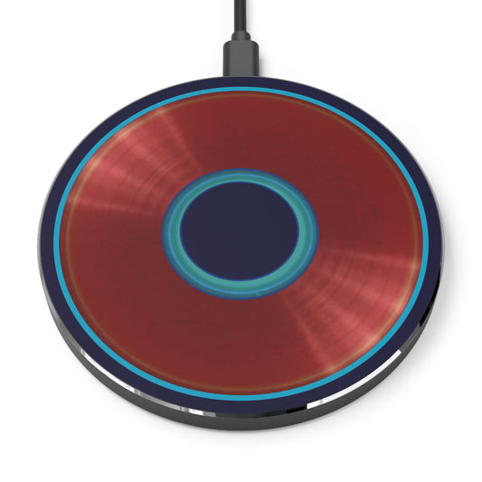 The Flow - Wireless Lumpy Donut Chargers - vivid dark red/blue donut w/midnight blue background