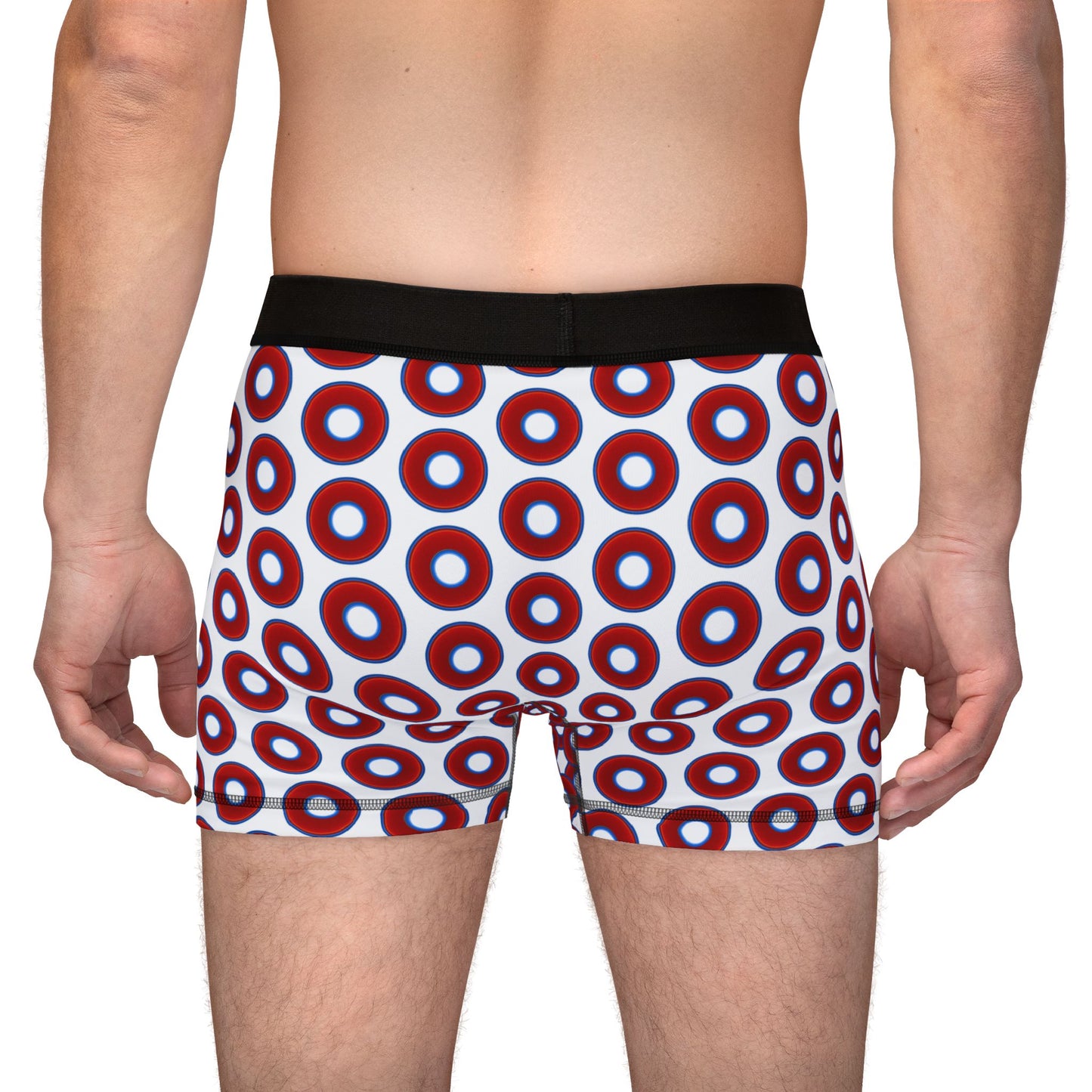 Men's Donut Boxers - red vivid donuts w/white background