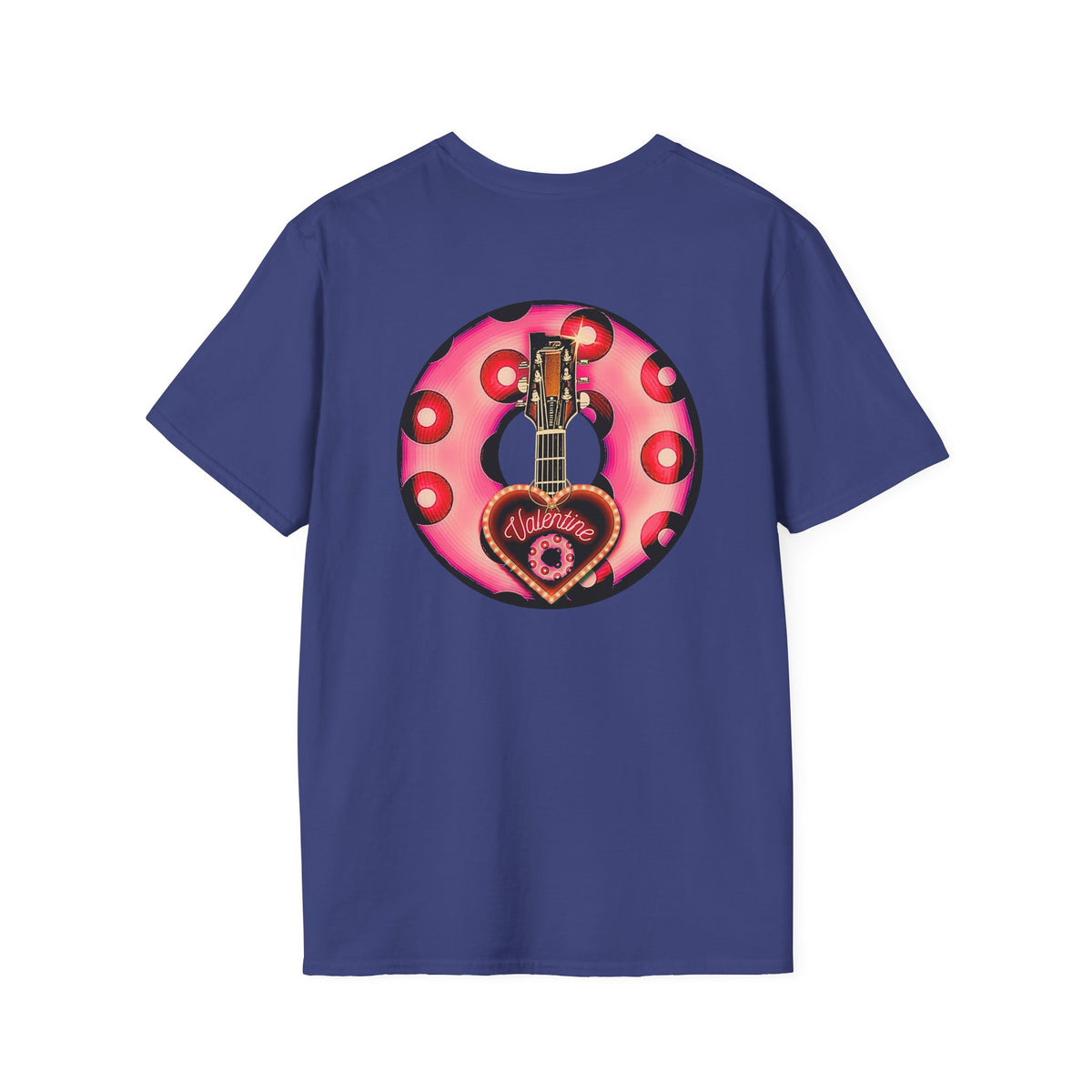 Classic Donut Tee - Unisex Soft-Style - "Would You Be My Donut?" - paradoxical faded magenta/red donut - variant 1