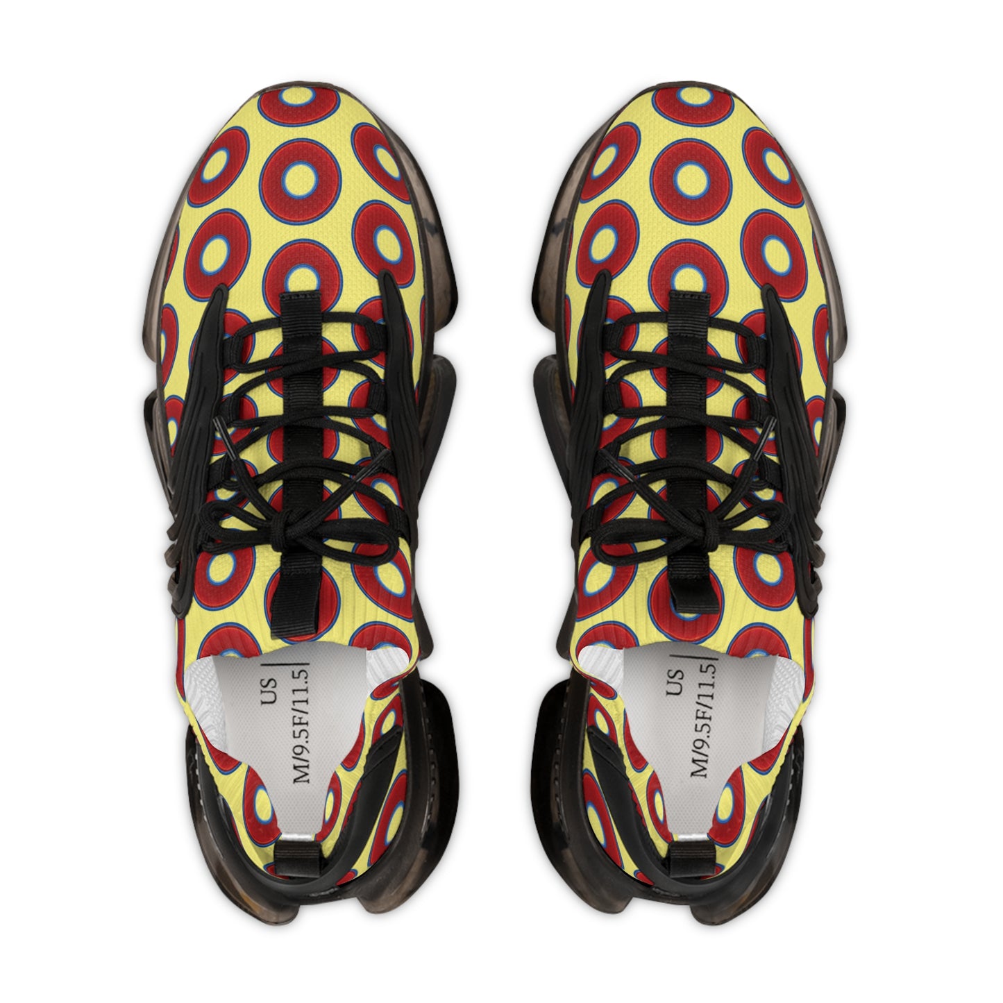 Donut Kicks - red vivid donut print w/yellow background