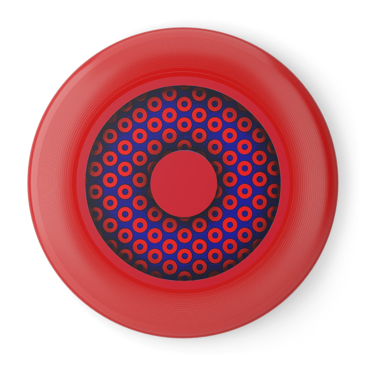 Lumpy Wham-O Donut Frisbee - "Grid Paradox Donut Phrisbee" - red/dark blue