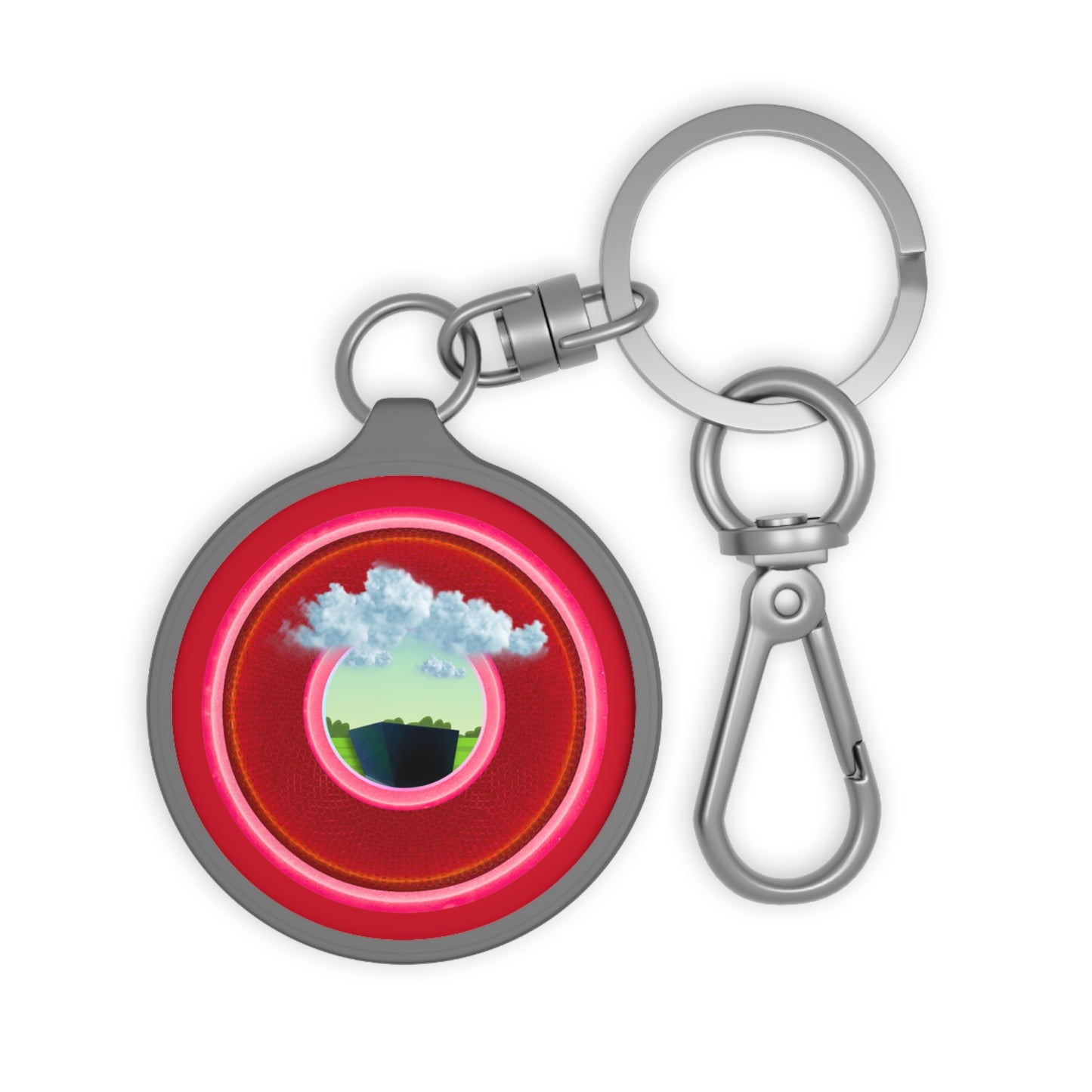 Lumpy Donut Keychain - "Got Rhombus? " - series 1.0 - variant 2 - red/pink donut