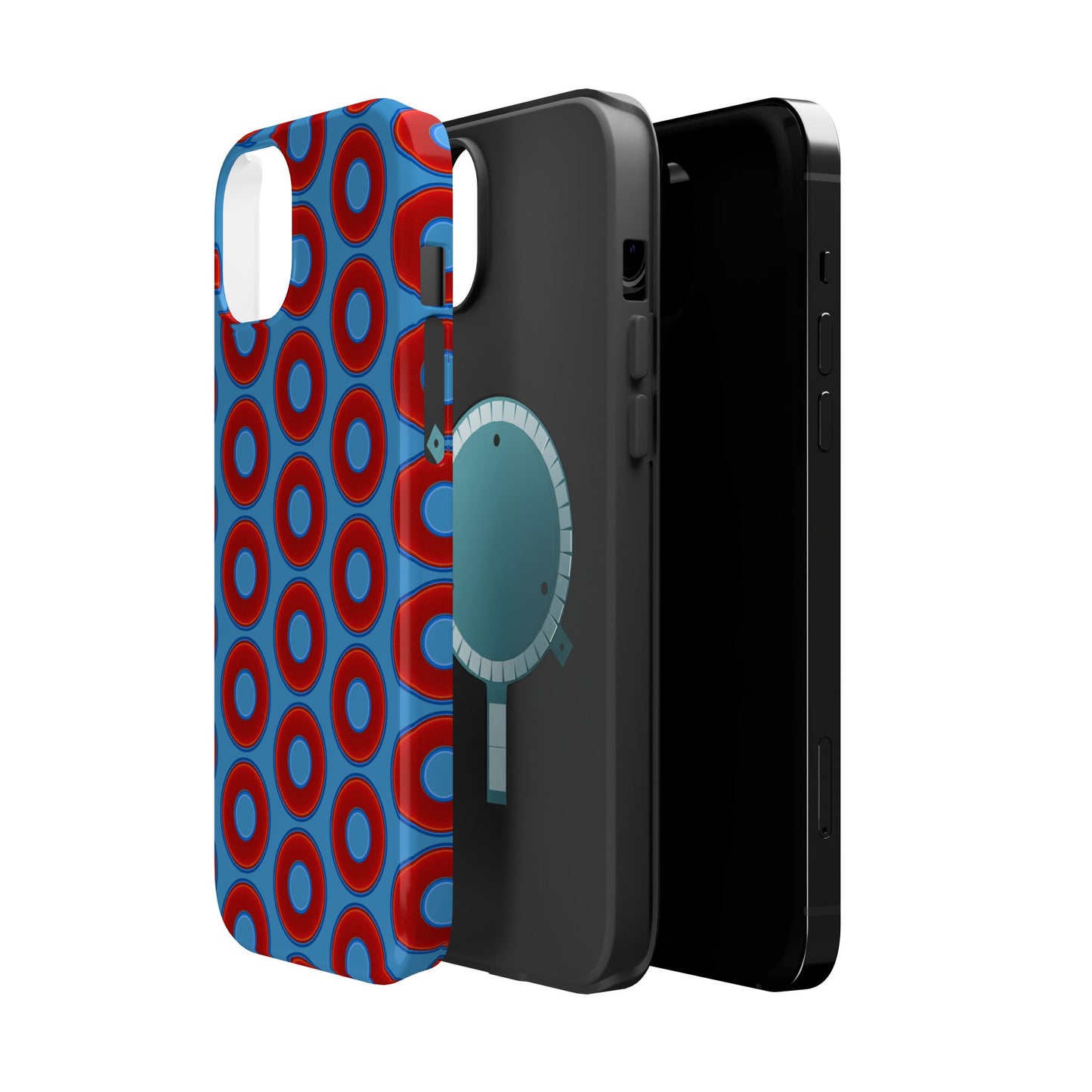Copy of Magnetic Tough Donut Case - red vivid donut print w/light steel blue background
