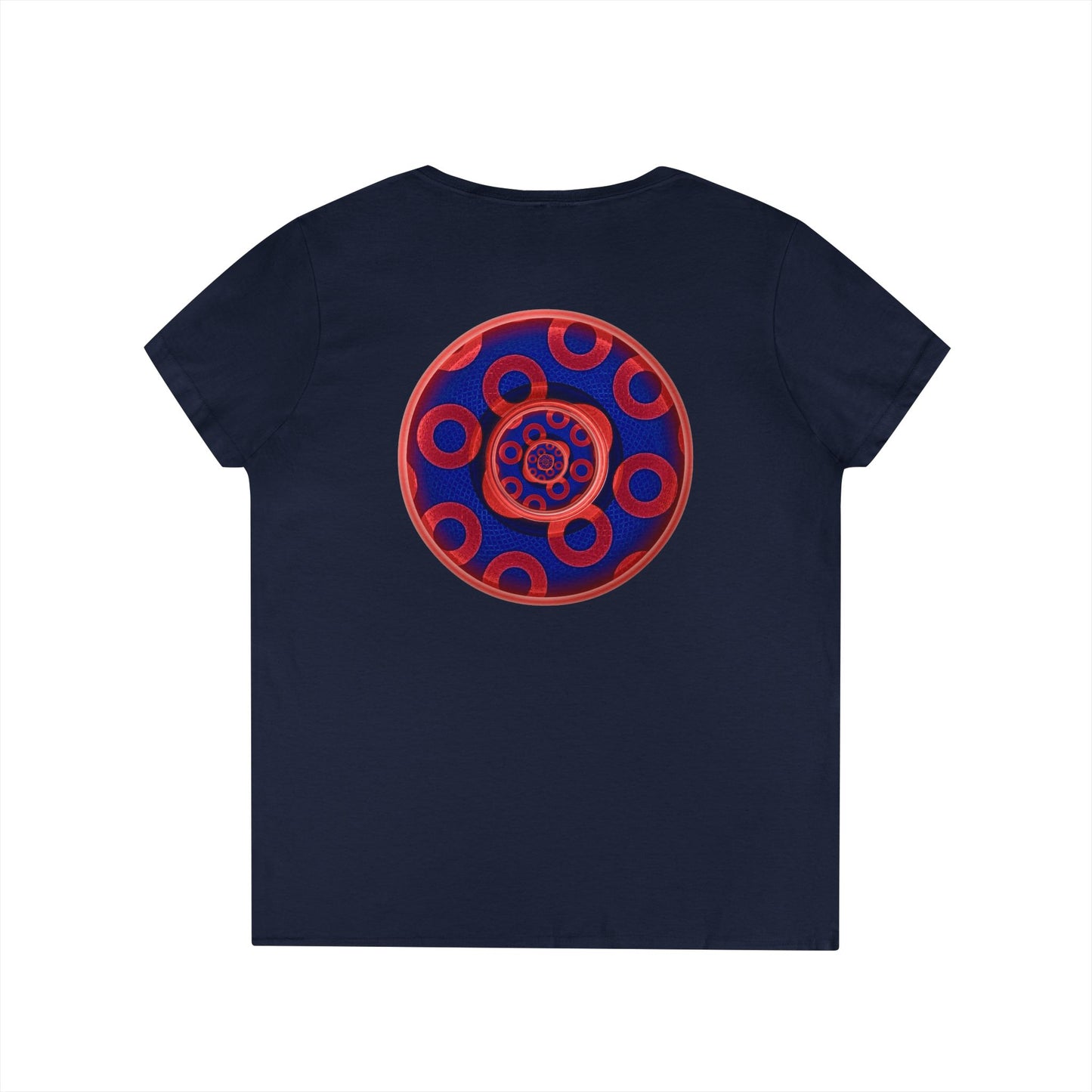 Women's Donut V-Neck Tee - "Paradox Kaleidoscope Donuts" - rustic donut w/ - variant 2