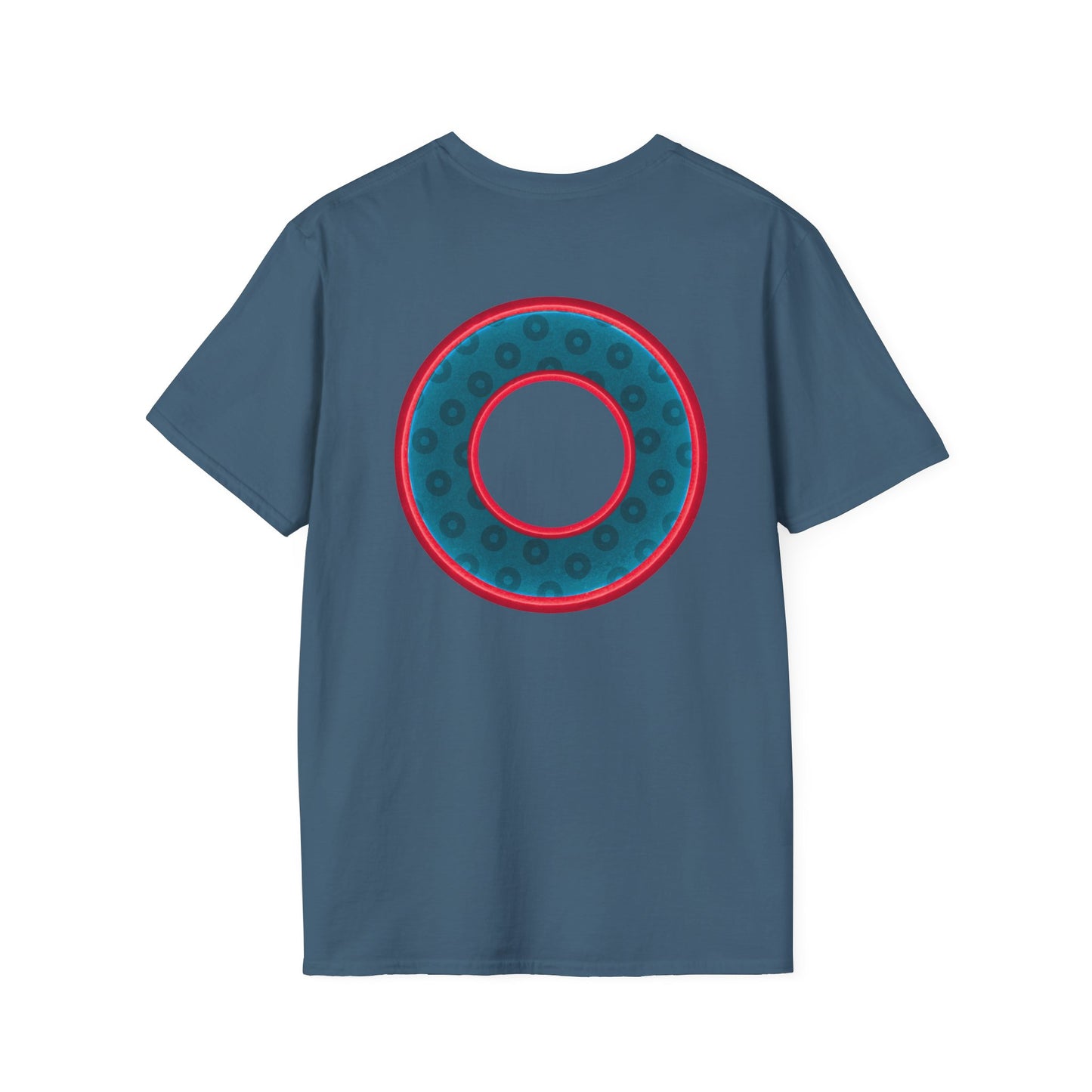 Plain Donuts/Unisex Soft-Style - "Plain Wide Mouthed Paradoxical Donuts" - dark aquamarine blue/red donuts